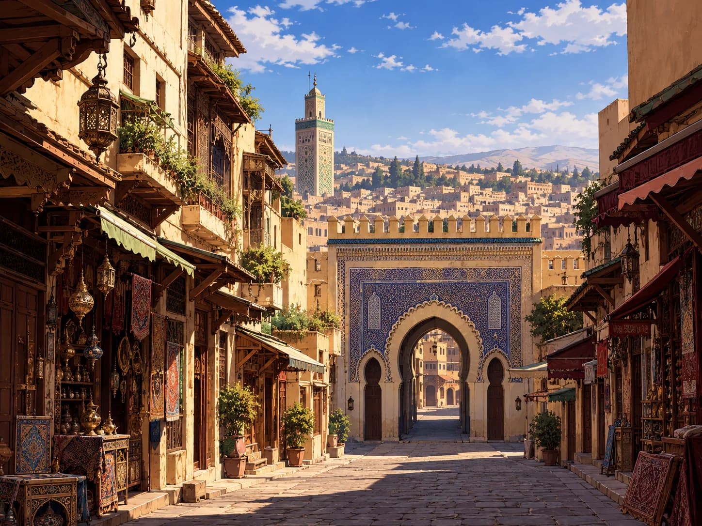 فاس، القرن التاسع. قدمت أسرة محمد الفهري من القيروان واستقرت في عدوة القرويين.